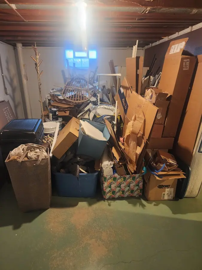 Roll-off dumpster container at job site for 6 Yard Dumpster Rental in Frankford